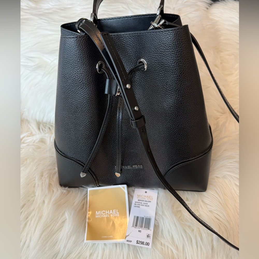 Michael Kors Black Leather Bucket Bag